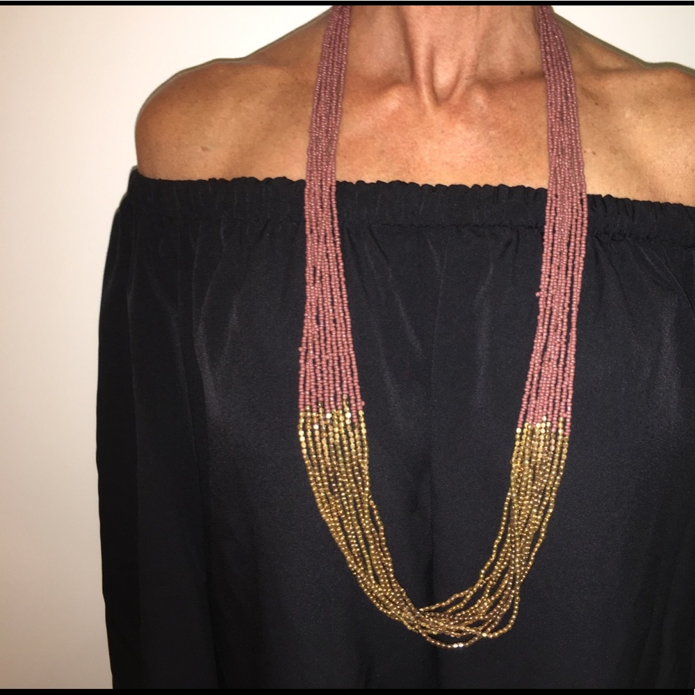 brown & gold beaded necklace!!